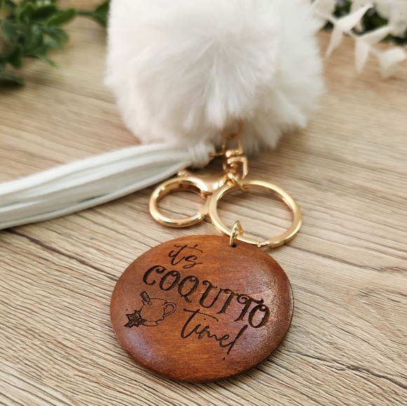 CHRISTMAS ๐ Keychain, Tassel & Poof with Laser Engraved Pendant - Coquito Time - Picture 8 of 9